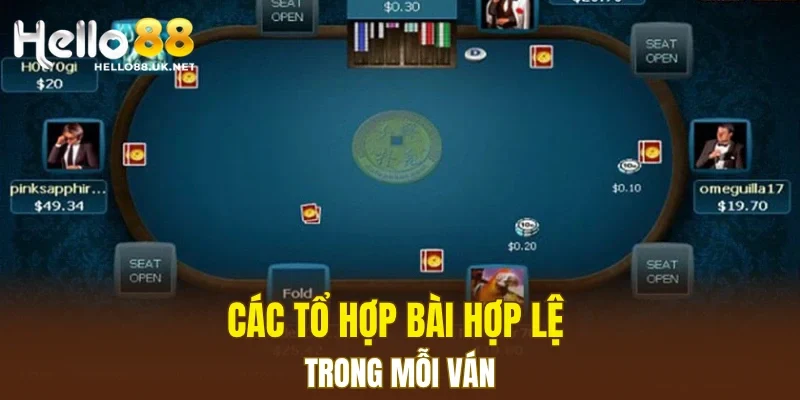Các tổ hợp bài hợp lệ trong mỗi ván