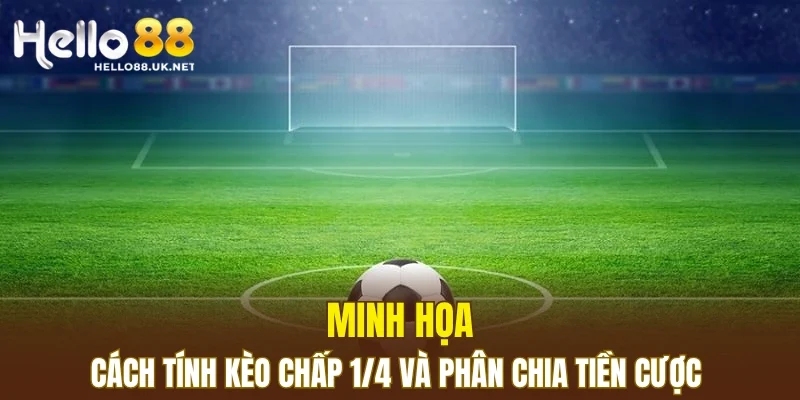 Minh họa cách tính kèo chấp 1/4 và phân chia tiền cược
